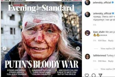 ‘The world is behind us’: Ukrainian president Volodymyr Zelensky shares Standard’s front page to Instagram