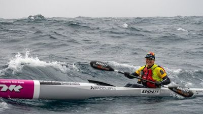 Bonnie Hancock back on her surf ski after hospitalisation during circumnavigation record attempt