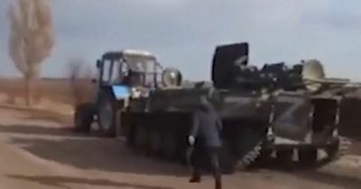 Ukrainian tractor 'steals huge Russian tank' in footage shared by MP