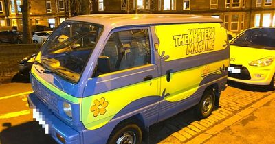 Scooby Doo's Mystery Machine appears in Glasgow south side street