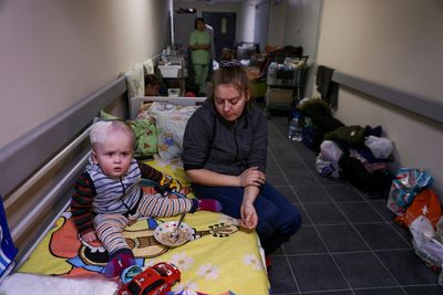 Mothers, babies shelter in basement of children's hospital in Kyiv