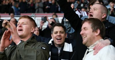 Newcastle United fans take over the River Thames on a party boat before Brentford clash