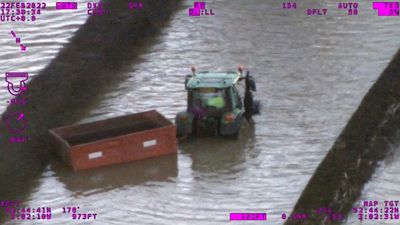 VIDEO: Man Rescued After Spending 10 Hours Trapped In Tractor During Flood