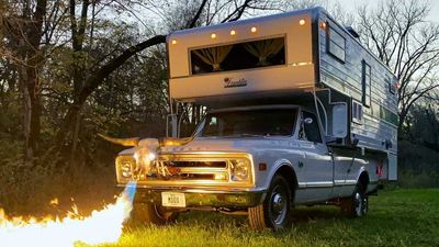 Vintage Chevy C20 Longhorn Camper Truck Has Skull That Shoots Flames