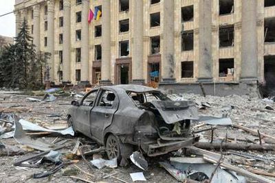 Harrowing images show devastation in heart of Kharkiv