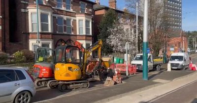 'Accident waiting to happen' as impatient drivers go on tram tracks to avoid Severn Trent works