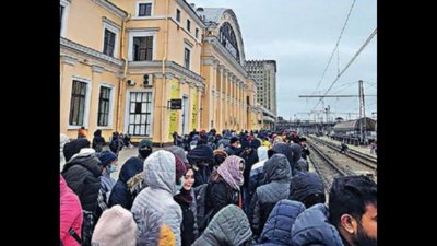 Students risk their lives, rush to board trains to leave Kharkiv
