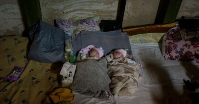 The newborn twins born in an underground Kiyv bomb shelter which has become the city's makeshift maternity ward