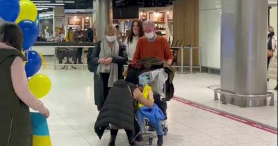 Moving footage shows family reunion at Dublin Airport as mum and child flee war in Ukraine