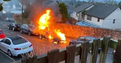 Car explodes into flames damaging other vehicles in Swansea street