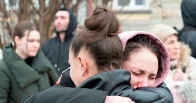 Mum and daughter's tearful reunion on Ukraine border after fleeing home country