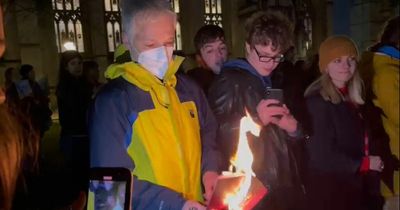 Ukraine invasion: Man burns Russian passport at Bristol protest in disgust