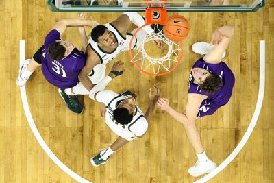 WATCH: Xavier Tillman Sr. congratulates Marcus Bingham Jr. on setting new block record at Michigan State