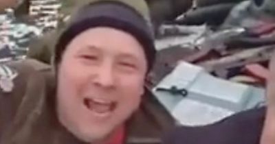 Moment Ukrainians cheer as they take captured TANK on a joyride through city