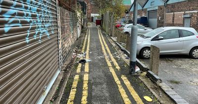 Drivers baffled by double yellow lines painted in alley too narrow for cars to fit down