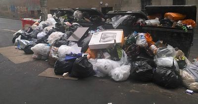 Edinburgh street beside famous landmark covered in mountain of fly-tipped junk