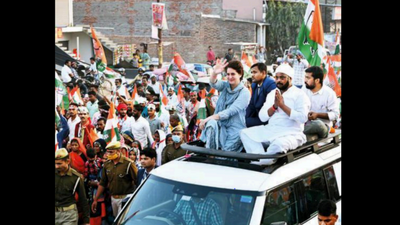 Uttar Pradesh: Priyanka Gandhi Vadra holds roadshow, visits Kabirchaura math