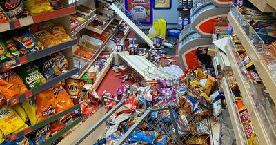 Men in hoods smash into family-run petrol station with concrete blocks and steal goods worth thousands