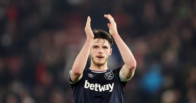 Declan Rice reacts to 'crazy' West Ham transfer value amid Manchester United interest