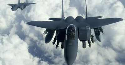 USAF F-15 fighters jets fly over West Country as Ukraine crisis intensifies