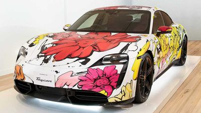 Porsche Taycan Is Transformed Into Colorful Art Car Covered In Flowers