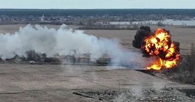 Russian attack helicopter blasted out of sky and explodes in ball of flames