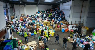 Astonishing scenes of mountains of Merseyside donations for Ukrainian refugees