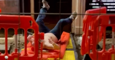 Edinburgh rugby fan takes on roadworks obstacle course in drunken escapade