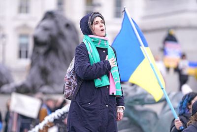 Ukrainians at London protest tell of fears for their families