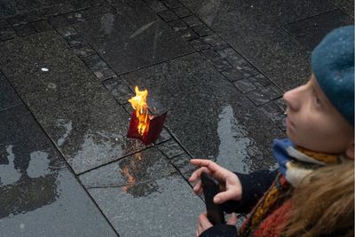Russians living in Serbia join rally against Ukraine war