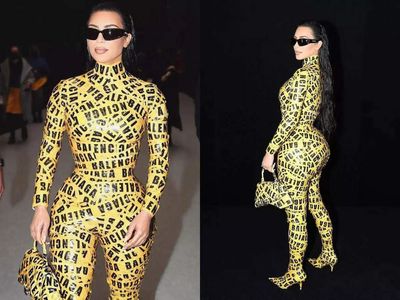 Kim Kardashian wears shipping tape to Balenciaga show at Paris Fashion Week