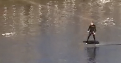 Glasgow pair filmed 'surfing' the River Clyde on hydrofoil boards