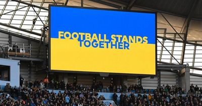 Russian broadcaster apologises after showing pro-Ukraine messages during Manchester derby
