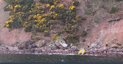 Man makes miracle escape after plunging onto rocks near Scots shoreline leaving pet dog stranded