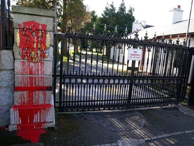 Man arrested after lorry crashes into gates of Russian embassy in Dublin
