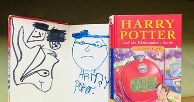 Rare Harry Potter first edition with 'children's doodles' which cost 50p set to fetch thousands at auction