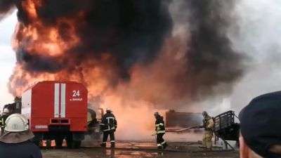 VIDEO: Ukrainian First Responders Save Trapped Victims From Bombed Airport Storage Facility