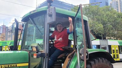 Farmers gather at Parliament House to protest against AusNet transmission line project