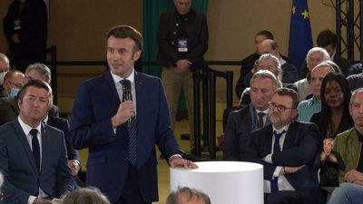 Emmanuel Macron holds first campaign event after announcing re-election bid