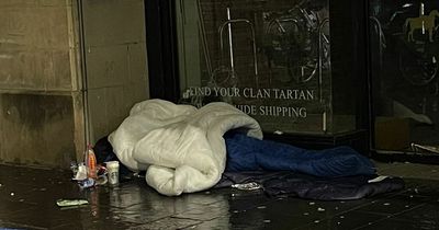Heartbreaking images show Glasgow homeless sleep on streets in pouring rain as charity describe 'harrowing' night