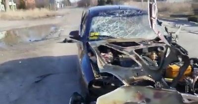 Horror as Russian tank blows up civilian car killing elderly couple inside