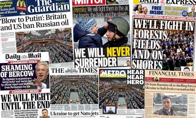 ‘We will fight until the end’: how the papers covered Zelenskiy’s Commons speech