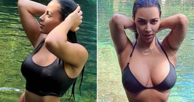 Kanye West’s latest muse Chaney Jones copies Kim Kardashian’s bikini picture poses