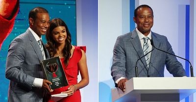 Tiger Woods breaks down in tears as 14-year-old daughter inducts him into golf hall of fame