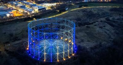 Edinburgh's Granton gasholder lit up with colours of Ukrainian flag in mark of support