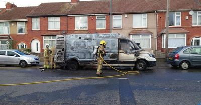 Van goes up in flames after residents hear 'loud bang' on Bristol street