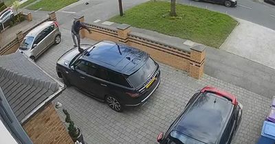 Thug screams 'you nearly killed me lad' and jumps on car bonnet