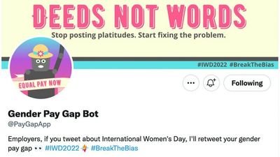 Gender Pay Gap Bot calls out brands tweeting about International Women's Day while paying women less than men