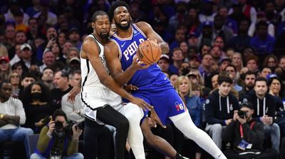 LeBron James Reacts to Kevin Durant, Joel Embiid Brush-Up During Nets-76ers