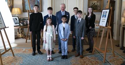 Prince Charles meets winners of children's stamp design competition
